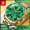 OLEVS Men's Watches Top Brand Luxury Watch for Men Original Waterproof Stainless Steel Chronograph Moon Phase Date Rota Dial