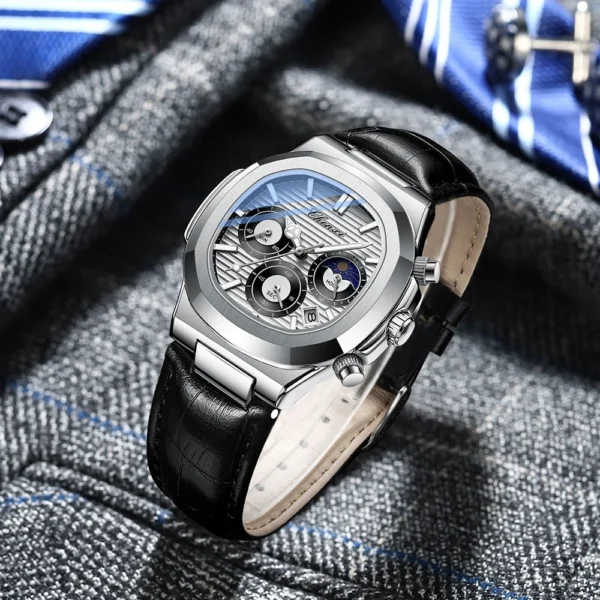 CHENXI Watch Men High-end Leather Strap Chronograph Quartz Clock Waterproof Square Watches Luxury Men 2024 - Image 5