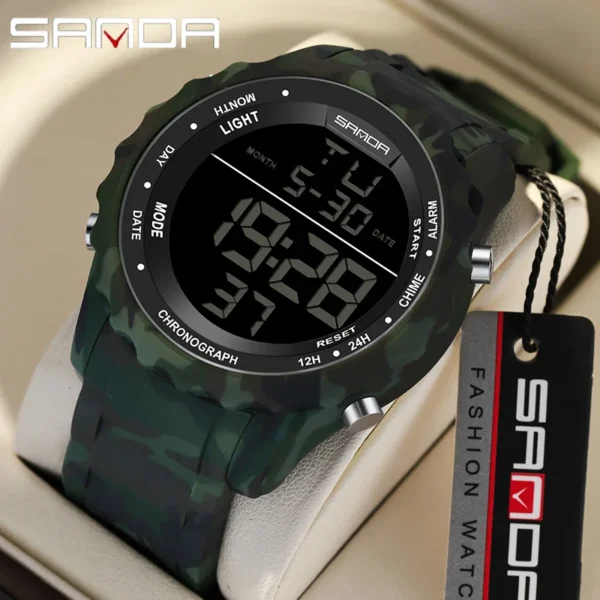 SANDA Brand Men Watch Military 50M Waterresistant Sport Electron Watch Stopwatch LED Digital wrist Stopwatches relogio masculino