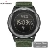 NORTH EDGE Men's Digital Carbon Fiber Watch Shock Militray Sports Super Light Outdoor Fun Compass Waterproof 50m Wristwatches