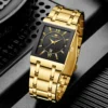 VA VA VOOM Relogio Masculino Watch Men Square Mens Watches Top Brand Luxury Golden Quartz Stainless Steel Waterproof Wrist Watch - Image 3