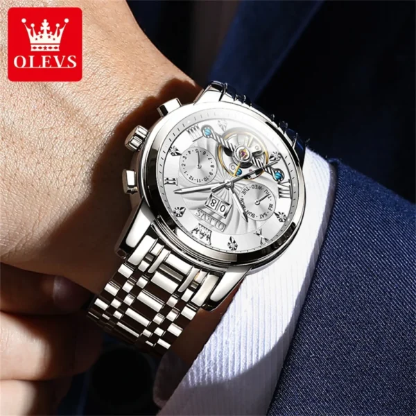 OLEVS Men's Watches Classic Busniess Multifunctional Calendar Watch for Man Waterproof Luminous Automatic Flywheel Mechanical - Image 3