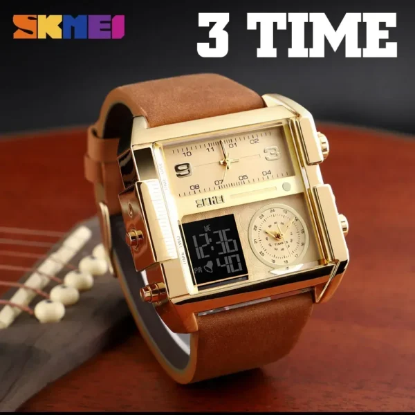 SKMEI Mens Quartz Movement Watches Clock reloj hombre 3 Time Men Sports Watch Top Luxury Brand Military Digital Wristwatch 1391 - Image 3