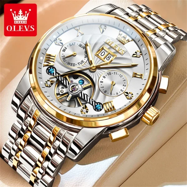 OLEVS Men's Watches Classic Busniess Multifunctional Calendar Watch for Man Waterproof Luminous Automatic Flywheel Mechanical - Image 2