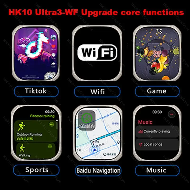 New HK10 ULTRA 3 WiFi Smartwatch 2024 49mm AMOLED 4G ROM Tiktok ChatGPT NFC Compass Clock Bluetooth Call Smart Watch Men Women - Image 5