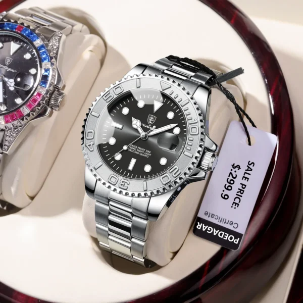 POEDAGAR Luxury Men Watch Business Quartz Man Clock Sports Waterproof Luminous Date Stainless Steel Men's Watches Male Reloj+box - Image 2