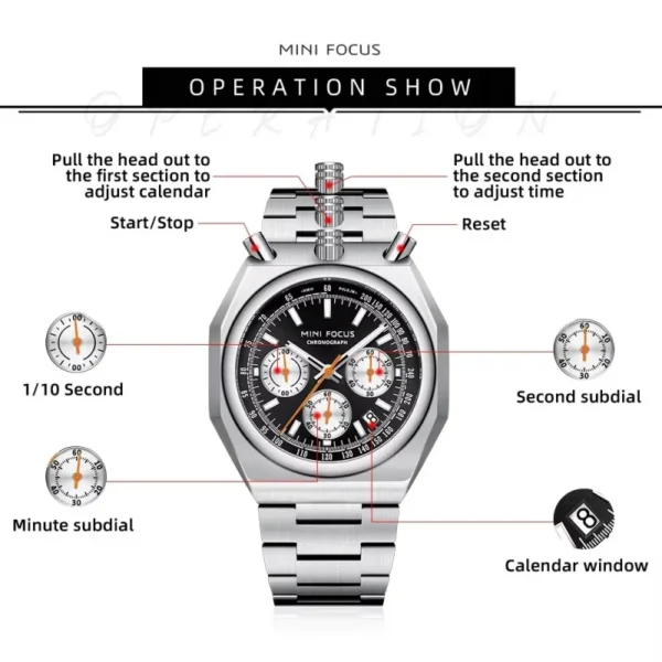 MINI FOCUS 0601 Classic Retro Men's Quartz Watches Calendar Luminous Clock Waterproof Chronograph Elegant Business Men Watches - Image 6