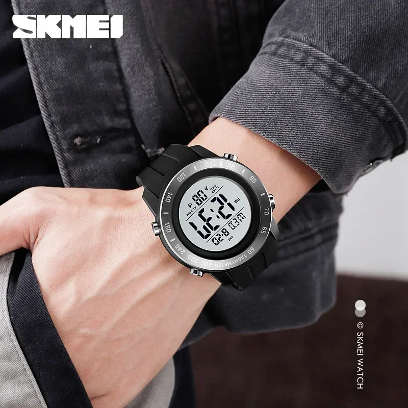 SKMEI 1524 2 Time LED Digital Wristwatches For Mens Waterproof Chrono Count Down Male Hour montre homme Big Dial Sport Men Watch - Image 3
