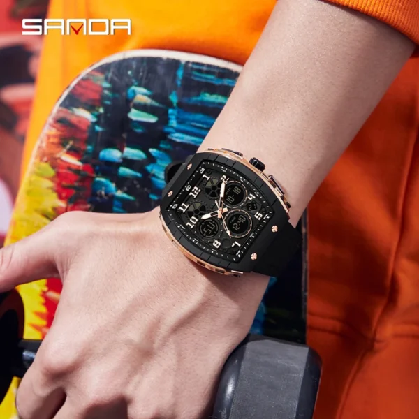 Sanda Brand's New Electronic Watch Digital Multifunctional Fashion Trend Men's Watch Silicone Waterproof Alarm Clock Men 6157 - Image 3