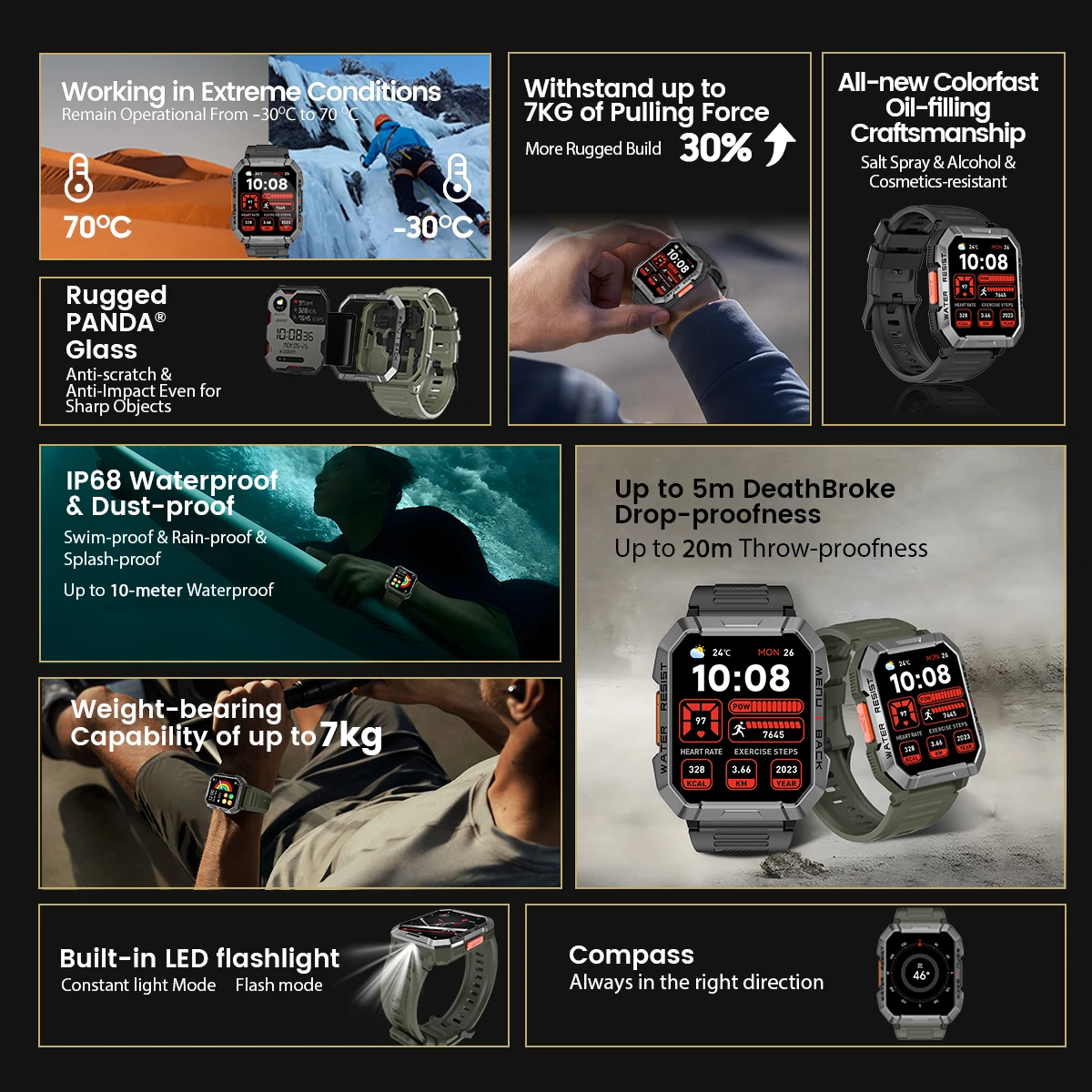 Blackview W60 2024 New Smartwatch 2.01'' HD Display TFT Rugged Smart Watch for Outdoor With Emergency Lighting Bluetooth Calling - Image 2