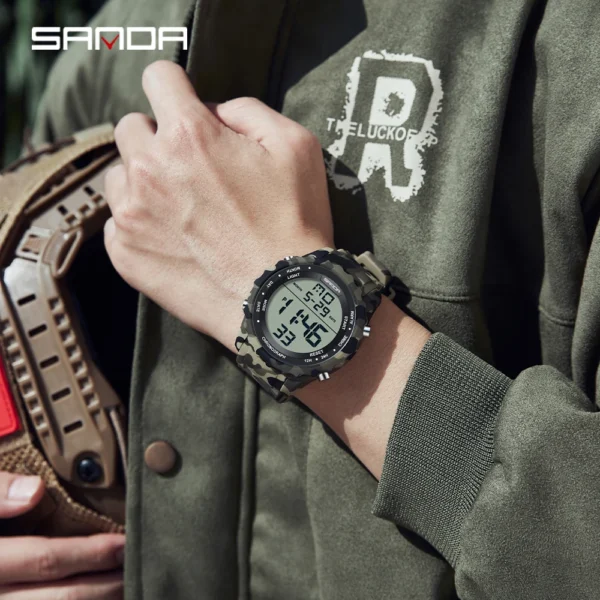 SANDA Brand Men Watch Military 50M Waterresistant Sport Electron Watch Stopwatch LED Digital wrist Stopwatches relogio masculino - Image 6