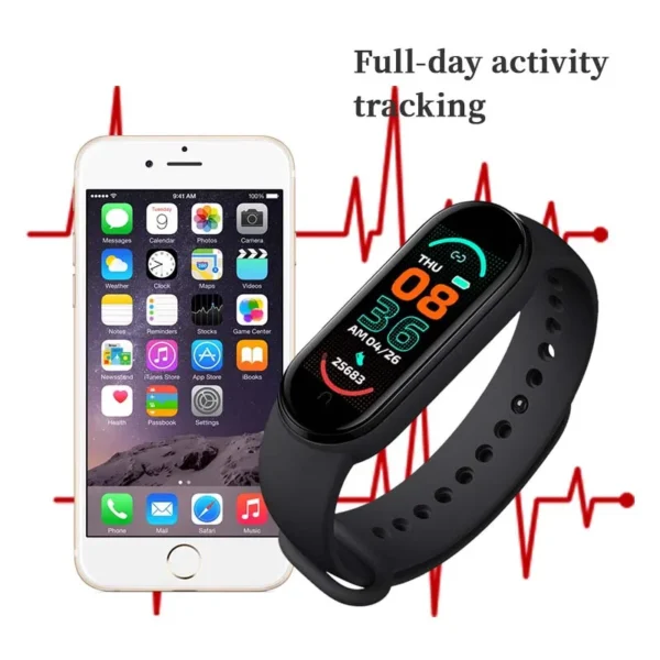 M6 Smart Watch Men Women Fitness Smart Bracelet Sports Band Heart Rate Blood Pressure Monitor Waterproof Multi-function Watches - Image 2