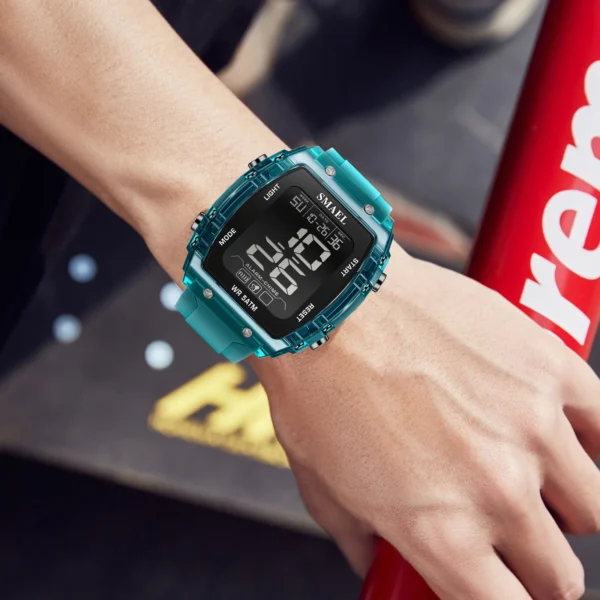 NEW Sports Watches Fashion Men Watches 50m Waterproof Rectangle LED 8108 Big Dial Display Digital Watches LED Wristwatches Men - Image 5