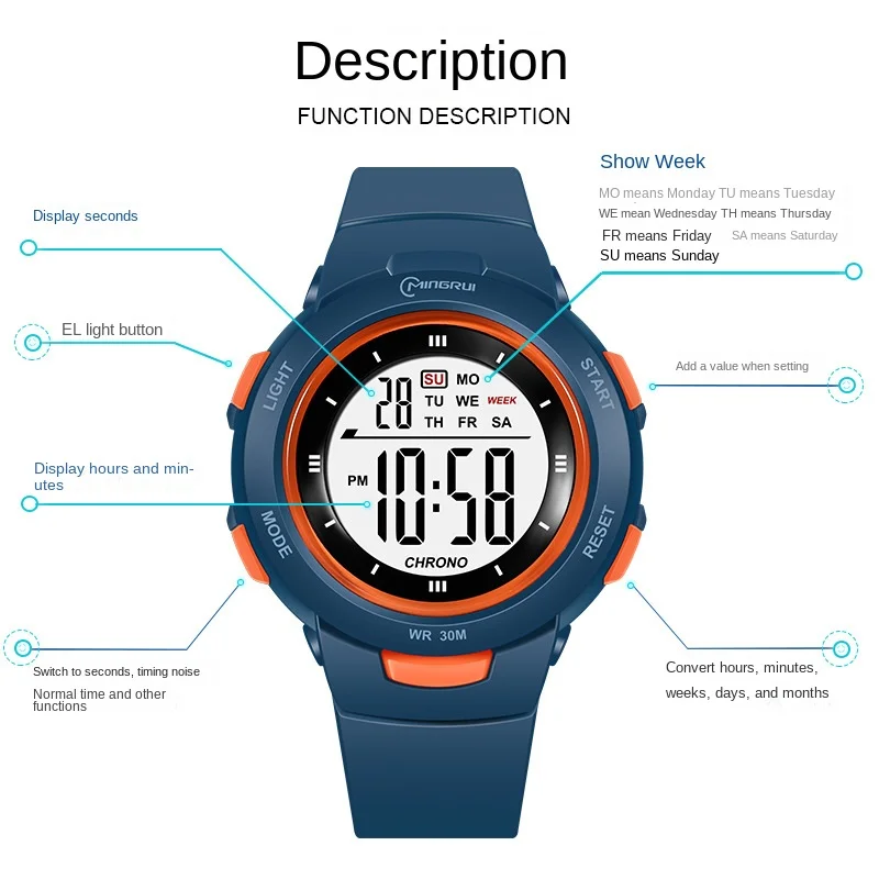 Kids Sports Watches Fashion Luminous Waterproof Alarm Clock Smart Watches Boys and Girls Student Electronic Watch Gift - Image 2