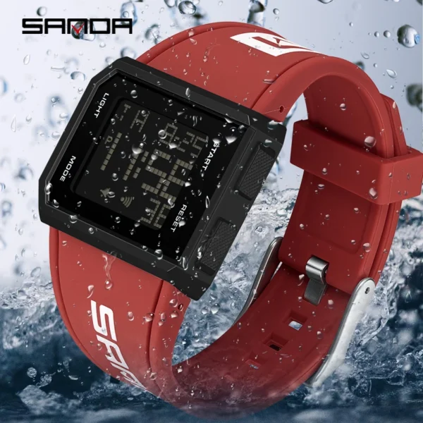 SANDA New Watches Mens Fashion Outdoor Military Sport LED Digital Watch 5Bar Waterproof Wristwatch Clock Relogio Masculino - Image 5