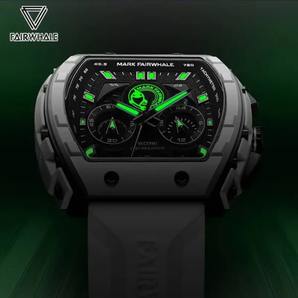 Luxury Watch Mens Fashion Brand Mark Fairwhale Sports Silicone Strap Clock Tonneau Chronograph Quartz Wristwatch Boy Dropshiping - Image 3