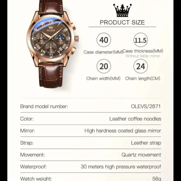 OLEVS 2871 Multifunctional Men's Watches Stainless steel Luminous Waterproof Luxury Men Wristwatch Business Watch Man - Image 6