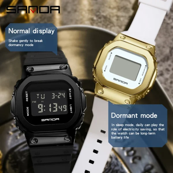 SANDA New Luxury LED Electronic Digital Watch Fashion Casual Women's Watches Ladies Clock Male Wristwatch Relogio Feminino 2126 - Image 2