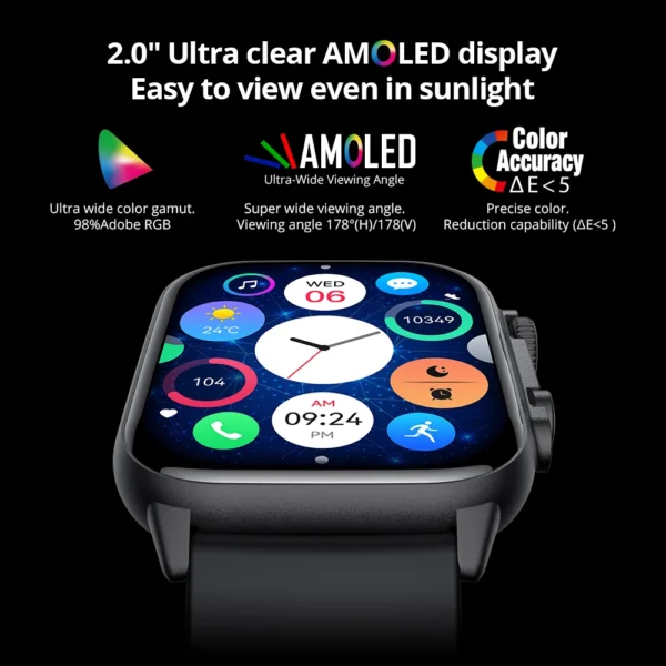 COLMI C81 2.0'' AMOLED Smartwatch Support AOD, 100 Sports Modes, IP68 Waterproof Smart Watch Men Women PK Ultra Series 8 - Image 3