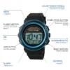 Skmei Men Solar PU Strap Wristwatches Mens Chronograph Alarm 5Bar Waterproof Digital Watch Reloj Hombre Outdoor Sport Watch 1096 - Image 5