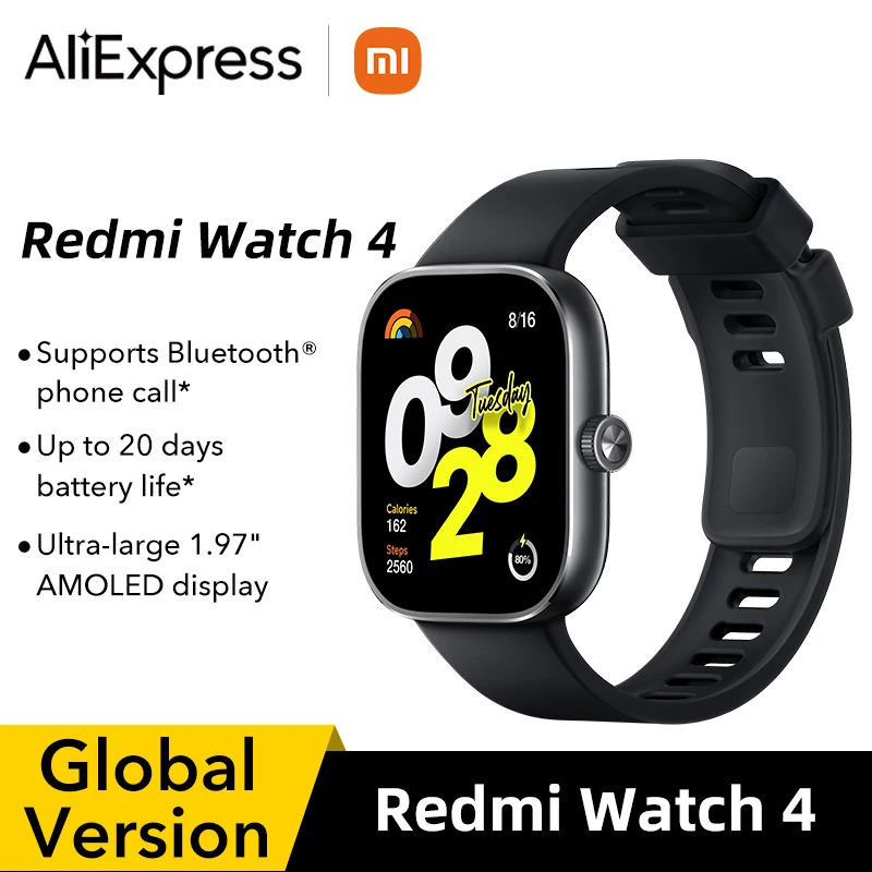 In Stock Global Version Redmi Watch 4 Smart Watch Ultra Large 1.97'' AMOLED Display 20 Days Battery Life Support 5-system