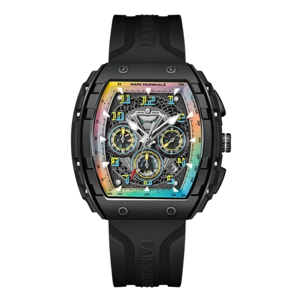 High End Wine Barrel Watch for Men 3 Eye Rubber Strap Top Quality Luxury Sport Multicolor Dial reloj hombre