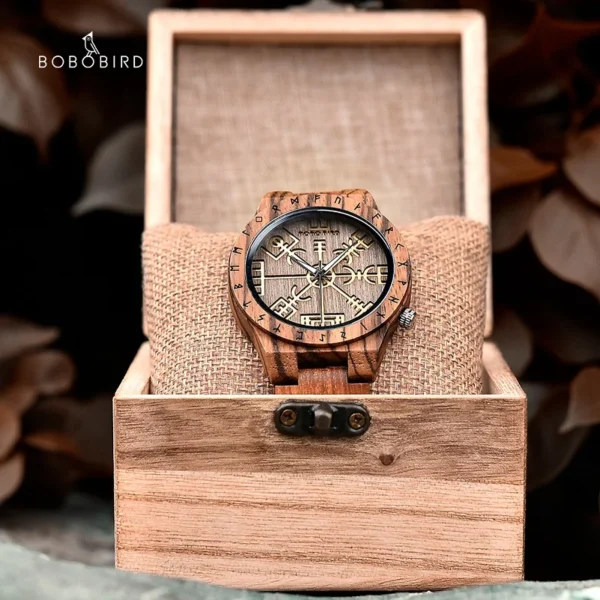 BOBO BIRD Viking Vegvisir Man's Wooden Watches Vintage Watch for Men Wood Clock - Image 3
