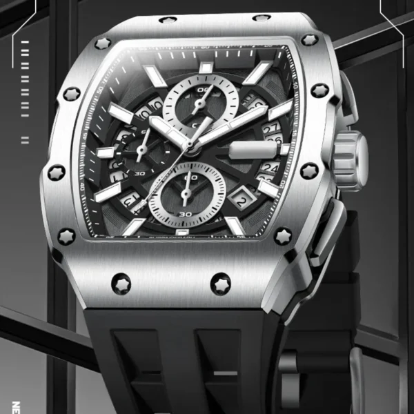 FAIRWHALE Tonneau Watches for Men 5960 Sports Luminous Calendar Original Silicone Strap Top Quality Men Watch Relogio Masculino - Image 3