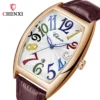CHENXI Luxury Watch for Men Leather Strap Casual Waterproof Wristwatches Quartz Clock Tonneau Shape Large Numbers Men's Watches - Image 2