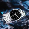 Men Casual Stainless Steel Mesh Belt Watch Simple Dial Quartz Watch Round Dials Business Wristwatch Orologi Di Lusso Leggeri - Image 2