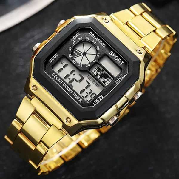 Luxury Men's Wristwatch Multifunction LED Digital Watch Alloy Strap Classic Business Men Watch 7-colors Luminous Sport Watches - Image 2