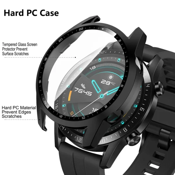 Tempered Glass Case For Huawei Watch GT2 46mm Cover Full Coverage Bumper Screen Protector For Huawei Watch GT 2 46mm Shell - Image 3