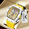 ONOLA Fashion Tonneau Mens Watch Waterproof Chronograph Quartz Clock Sports Silicone Strap White Watches for Men Luxury 2024 New - Image 2