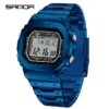 SANDA 2162 Men's Electronic Watch Square Waterproof Multi functional Wrist Watch Square Fashion Night Light Steel Digit Watches - Image 5