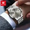 OLEVS Top Brand Men's Watches Business Fashion Original Quartz Watch for Man Grey Dial Moon Phase Date Chronograph Waterproof - Image 3