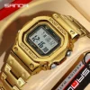 SANDA 2162 Men's Electronic Watch Square Waterproof Multi functional Wrist Watch Square Fashion Night Light Steel Digit Watches - Image 2