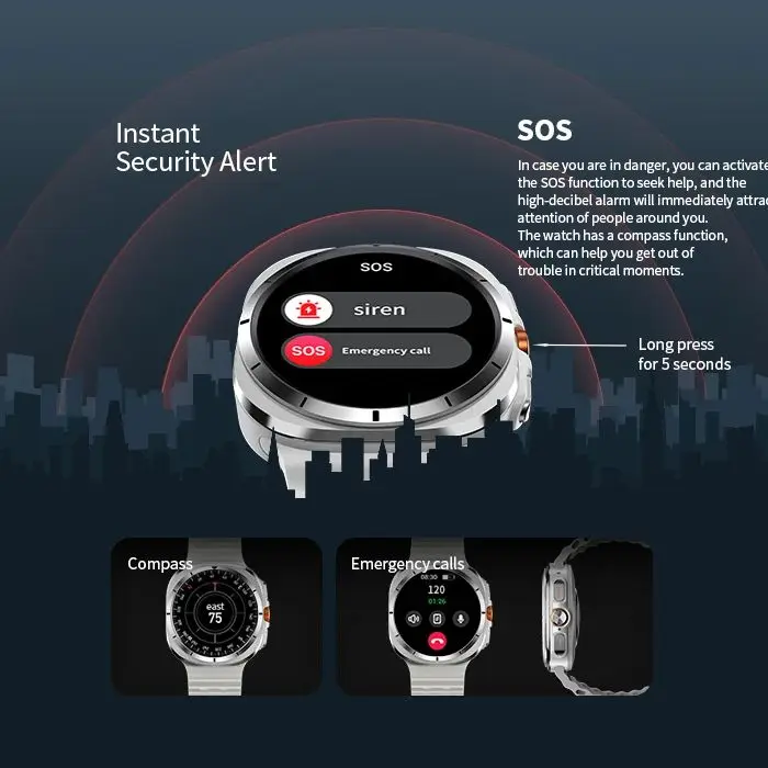 Vwar Watch 7 Ultra 47mm Smart Watch IP68 Waterproof Bluetooth Call Compass Smartwatch for Men Women 1.43" AMOLED Screen SpO2 - Image 4