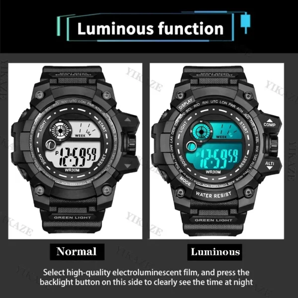 YIKAZE Men Sports Watch Waterproof LED Digital Watch Big Dial Fitness Sport Watches Multifunction Electronic Wristwatch for man - Image 4