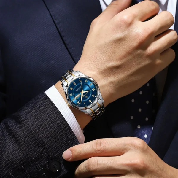 POEDAGAR Luxury Men Quartz Watch Waterproof Date Week Luminous Wristwatch Stainless Steel Men's Watches Male Clock Sports Reloj - Image 4