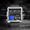 LIGE Fashion Black Steel Watch Men Digital Dual Display Watch Sports Chronograph Waterproof Quartz Wristwatch Men Military Watch - Image 3