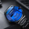 HOURSLY Top Brand Black Technology Quartz watches for men Round Business Men's Watch Locomotive relogios masculino