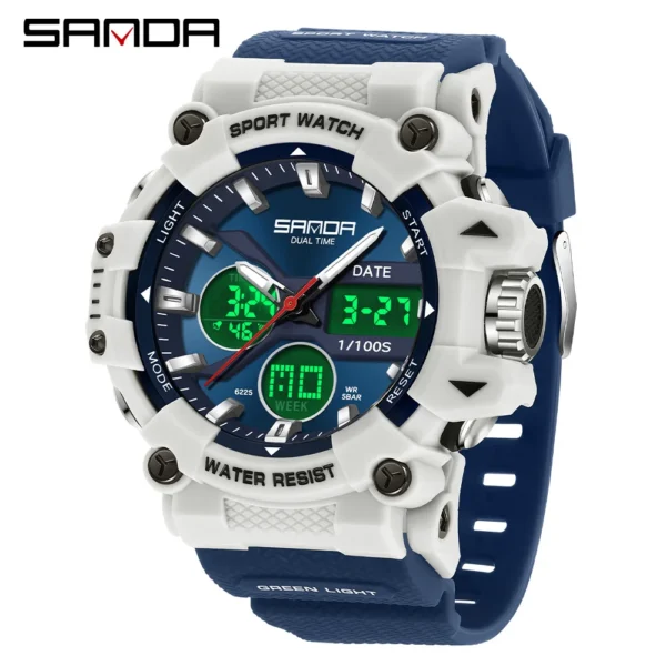 SANDA Men's Sports Watch for Men Women Quartz Digital Dual Display Watches Shock Water Resistant Camping Wristwatch 5M6225 - Image 2