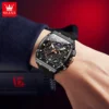 OLEVS Quartz Watch for Men Silicone Strap Tonneau Men's Watches Moon Phase Chronograph Auto Date Multifunction Sports Wristwatch - Image 5