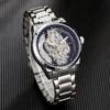 Skeleton Hollow Mens Watches Luxury Steampunk Gold Sliver Quartz Watch Stainless Steel Male Transparent Man Relogio Masculino - Image 5