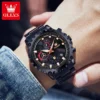 Olevs 2873 men's watch big dial 46mm deep waterproof sport watches men Quartz fashion chronograph wristwatch leater strap - Image 2