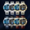 Original OLEVS Brand Quartz Watch for Men Waterproof Stainless Steel Luminous Wristwatch Moon Phase Leather Man Watches NO.9807 - Image 6