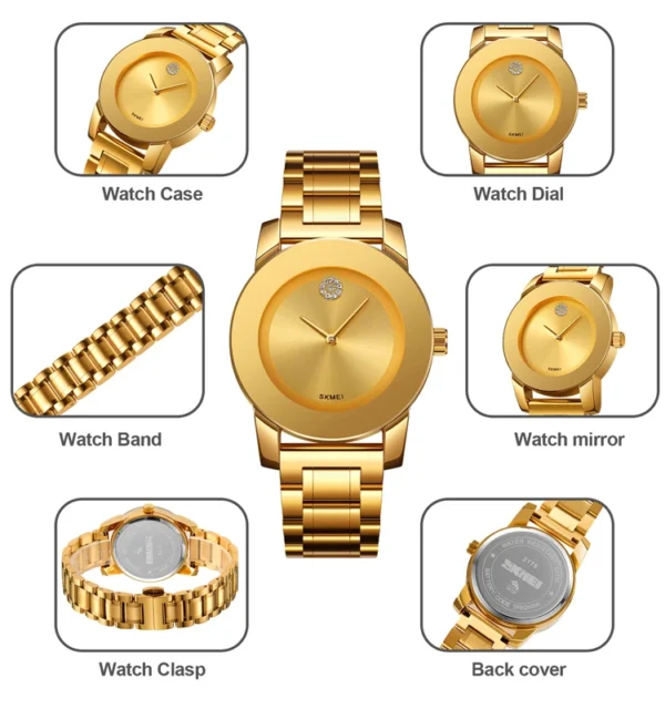 SKMEI Fashion Quartz Watch Mens Luxury Stainless Steel Strap Male Wristwatches Waterproof Time Clcok reloj hombre - Image 5