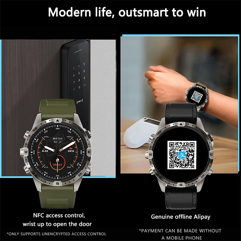Outdoors Compass Smart Watch Men GPS Tracker 5keys 1.6 Inch AMOLED 360*360 HD Screen Bluetooth Call SmartWatch For Android IOS - Image 3