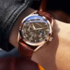 Fake Three Eye Fashion Business Wristwatches Luxury Brand Watch Men Quartz Watches Leather Strap Dropshipping Часы Мужские Reloj