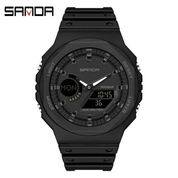 SANDA Fashion Men's Sport Watches Outdoor 50M Waterproof Wristwatch LED Digital Stopwatch Clock Military Watches Men